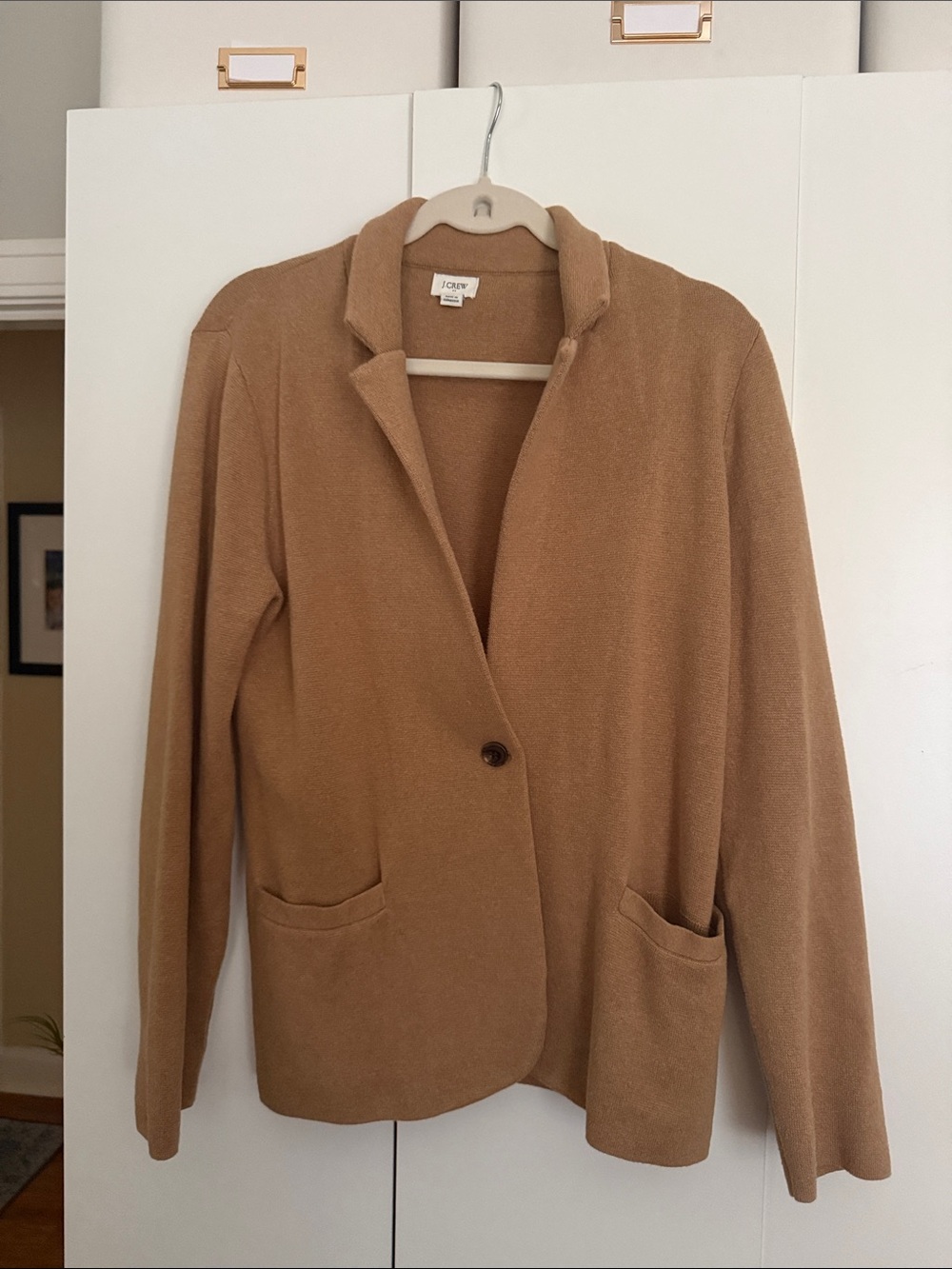 J. Crew Camel One-Button Knit Blazer